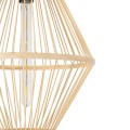 GloboStar® YOSHI 01928 Boho Κρεμαστό Φωτιστικό Οροφής Μονόφωτο 1 x E27 AC220-240V IP20 - Φ35 x Υ60cm - Μπεζ Ξύλινο Πλέγμα
