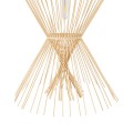 GloboStar® YOSHI 01928 Boho Κρεμαστό Φωτιστικό Οροφής Μονόφωτο 1 x E27 AC220-240V IP20 - Φ35 x Υ60cm - Μπεζ Ξύλινο Πλέγμα
