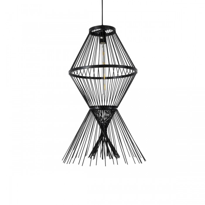 GloboStar® YOSHI 01929 Boho Κρεμαστό Φωτιστικό Οροφής Μονόφωτο 1 x E27 AC220-240V IP20 - Φ35 x Υ60cm - Μαύρο Ξύλινο Πλέγμα GloboStar® YOSHI 01929 Boho Κρεμαστό Φωτιστικό Οροφής Μονόφωτο 1 x E27 AC220-240V IP20 - Φ35 x Υ60cm - Μαύρο Ξύλινο Πλέγμα