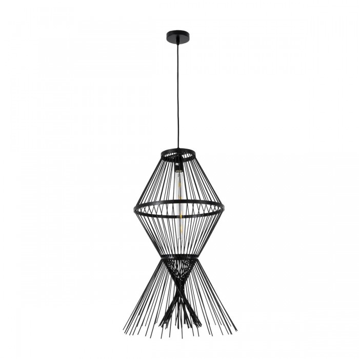 GloboStar® YOSHI 01929 Boho Κρεμαστό Φωτιστικό Οροφής Μονόφωτο 1 x E27 AC220-240V IP20 - Φ35 x Υ60cm - Μαύρο Ξύλινο Πλέγμα GloboStar® YOSHI 01929 Boho Κρεμαστό Φωτιστικό Οροφής Μονόφωτο 1 x E27 AC220-240V IP20 - Φ35 x Υ60cm - Μαύρο Ξύλινο Πλέγμα