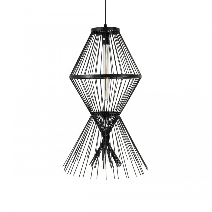 GloboStar® YOSHI 01929 Boho Κρεμαστό Φωτιστικό Οροφής Μονόφωτο 1 x E27 AC220-240V IP20 - Φ35 x Υ60cm - Μαύρο Ξύλινο Πλέγμα GloboStar® YOSHI 01929 Boho Κρεμαστό Φωτιστικό Οροφής Μονόφωτο 1 x E27 AC220-240V IP20 - Φ35 x Υ60cm - Μαύρο Ξύλινο Πλέγμα