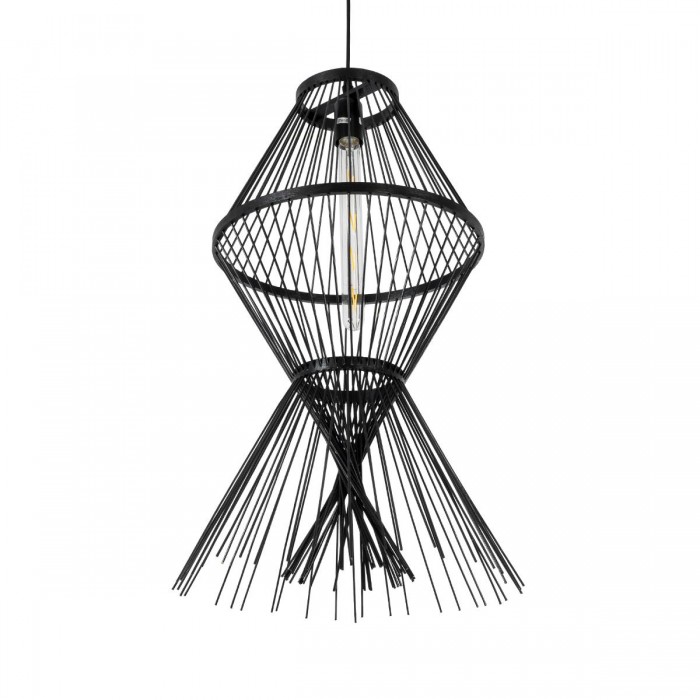 GloboStar® YOSHI 01929 Boho Κρεμαστό Φωτιστικό Οροφής Μονόφωτο 1 x E27 AC220-240V IP20 - Φ35 x Υ60cm - Μαύρο Ξύλινο Πλέγμα GloboStar® YOSHI 01929 Boho Κρεμαστό Φωτιστικό Οροφής Μονόφωτο 1 x E27 AC220-240V IP20 - Φ35 x Υ60cm - Μαύρο Ξύλινο Πλέγμα