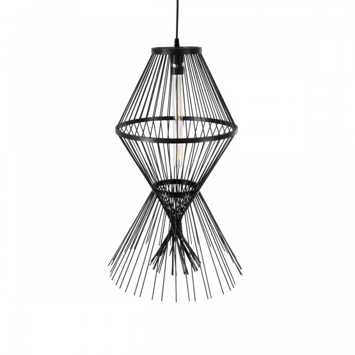 GloboStar® YOSHI 01929 Boho Κρεμαστό Φωτιστικό Οροφής Μονόφωτο 1 x E27 AC220-240V IP20 - Φ35 x Υ60cm - Μαύρο Ξύλινο Πλέγμα GloboStar® YOSHI 01929 Boho Κρεμαστό Φωτιστικό Οροφής Μονόφωτο 1 x E27 AC220-240V IP20 - Φ35 x Υ60cm - Μαύρο Ξύλινο Πλέγμα