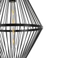 GloboStar® YOSHI 01929 Boho Κρεμαστό Φωτιστικό Οροφής Μονόφωτο 1 x E27 AC220-240V IP20 - Φ35 x Υ60cm - Μαύρο Ξύλινο Πλέγμα
