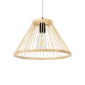 GloboStar® TYGEE 01930 Boho Κρεμαστό Φωτιστικό Οροφής Μονόφωτο 1 x E27 AC220-240V IP20 - Φ35 x Υ22cm - Μπεζ Ξύλινο Πλέγμα