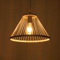 GloboStar® TYGEE 01930 Boho Κρεμαστό Φωτιστικό Οροφής Μονόφωτο 1 x E27 AC220-240V IP20 - Φ35 x Υ22cm - Μπεζ Ξύλινο Πλέγμα
