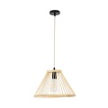 GloboStar® TYGEE 01930 Boho Κρεμαστό Φωτιστικό Οροφής Μονόφωτο 1 x E27 AC220-240V IP20 - Φ35 x Υ22cm - Μπεζ Ξύλινο Πλέγμα