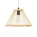 GloboStar® TYGEE 01930 Boho Κρεμαστό Φωτιστικό Οροφής Μονόφωτο 1 x E27 AC220-240V IP20 - Φ35 x Υ22cm - Μπεζ Ξύλινο Πλέγμα