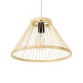 GloboStar® TYGEE 01930 Boho Κρεμαστό Φωτιστικό Οροφής Μονόφωτο 1 x E27 AC220-240V IP20 - Φ35 x Υ22cm - Μπεζ Ξύλινο Πλέγμα