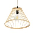 GloboStar® TYGEE 01930 Boho Κρεμαστό Φωτιστικό Οροφής Μονόφωτο 1 x E27 AC220-240V IP20 - Φ35 x Υ22cm - Μπεζ Ξύλινο Πλέγμα