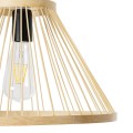 GloboStar® TYGEE 01930 Boho Κρεμαστό Φωτιστικό Οροφής Μονόφωτο 1 x E27 AC220-240V IP20 - Φ35 x Υ22cm - Μπεζ Ξύλινο Πλέγμα