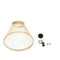 GloboStar® TYGEE 01930 Boho Κρεμαστό Φωτιστικό Οροφής Μονόφωτο 1 x E27 AC220-240V IP20 - Φ35 x Υ22cm - Μπεζ Ξύλινο Πλέγμα