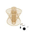 GloboStar® HIBISCUS 01931 Boho Κρεμαστό Φωτιστικό Οροφής Μονόφωτο 1 x E27 AC220-240V IP20 - Φ50 x Υ60cm - Μπεζ Ξύλινο Πλέγμα - 5 Years Warranty