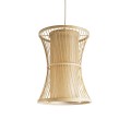 GloboStar® HIBISCUS 01932 Boho Κρεμαστό Φωτιστικό Οροφής Μονόφωτο 1 x E27 AC220-240V IP20 - Φ30 x Υ40cm - Μπεζ Ξύλινο Πλέγμα - 5 Years Warranty
