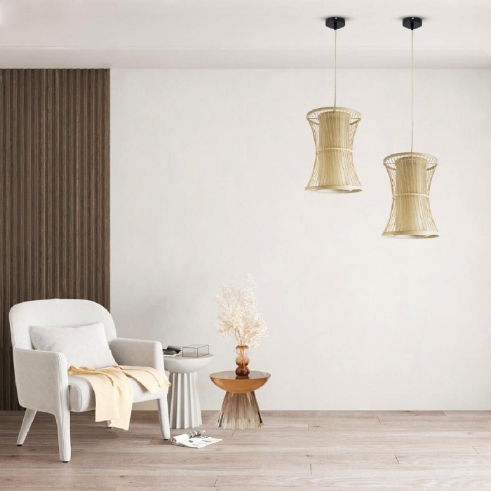 GloboStar® HIBISCUS 01932 Boho Κρεμαστό Φωτιστικό Οροφής Μονόφωτο 1 x E27 AC220-240V IP20 - Φ30 x Υ40cm - Μπεζ Ξύλινο Πλέγμα - 5 Years Warranty GloboStar® HIBISCUS 01932 Boho Κρεμαστό Φωτιστικό Οροφής Μονόφωτο 1 x E27 AC220-240V IP20 - Φ30 x Υ40cm - Μπεζ Ξύλινο Πλέγμα - 5 Years Warranty