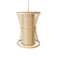 GloboStar® HIBISCUS 01932 Boho Κρεμαστό Φωτιστικό Οροφής Μονόφωτο 1 x E27 AC220-240V IP20 - Φ30 x Υ40cm - Μπεζ Ξύλινο Πλέγμα - 5 Years Warranty