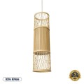 GloboStar® HIBISCUS 01933 Boho Κρεμαστό Φωτιστικό Οροφής Μονόφωτο 1 x E27 AC220-240V IP20 - Φ20 x Υ70cm - Μπεζ Ξύλινο Πλέγμα - 5 Years Warranty