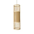 GloboStar® HIBISCUS 01933 Boho Κρεμαστό Φωτιστικό Οροφής Μονόφωτο 1 x E27 AC220-240V IP20 - Φ20 x Υ70cm - Μπεζ Ξύλινο Πλέγμα - 5 Years Warranty
