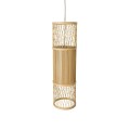 GloboStar® HIBISCUS 01933 Boho Κρεμαστό Φωτιστικό Οροφής Μονόφωτο 1 x E27 AC220-240V IP20 - Φ20 x Υ70cm - Μπεζ Ξύλινο Πλέγμα - 5 Years Warranty