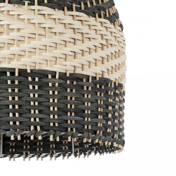 GloboStar® BARBADOS 01944 Boho Κρεμαστό Φωτιστικό Καμπάνα Μονόφωτο 1 x E27 IP20 Μπεζ & Χακί Ξύλο - Μ40 x Π40 x Υ45cm