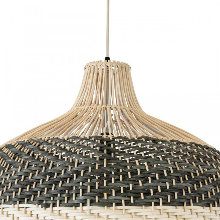 GloboStar® BARBADOS 01945 Boho Κρεμαστό Φωτιστικό Καμπάνα Μονόφωτο 1 x E27 IP20 Μπεζ & Χακί Ξύλο - Μ60 x Π60 x Υ60cm