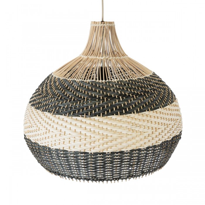 GloboStar® BARBADOS 01947 Boho Κρεμαστό Φωτιστικό Καμπάνα Μονόφωτο 1 x E27 IP20 Μπεζ & Χακί Ξύλο - Μ60 x Π60 x Υ60cm