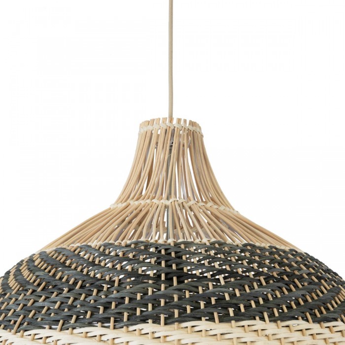 GloboStar® BARBADOS 01947 Boho Κρεμαστό Φωτιστικό Καμπάνα Μονόφωτο 1 x E27 IP20 Μπεζ & Χακί Ξύλο - Μ60 x Π60 x Υ60cm