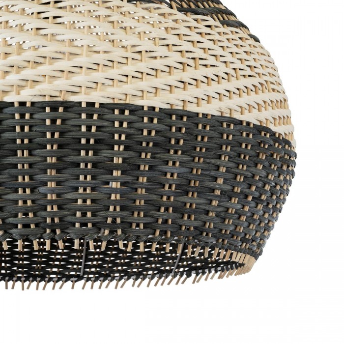 GloboStar® BARBADOS 01947 Boho Κρεμαστό Φωτιστικό Καμπάνα Μονόφωτο 1 x E27 IP20 Μπεζ & Χακί Ξύλο - Μ60 x Π60 x Υ60cm