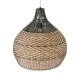 GloboStar® SEYCHELLES 01949 Boho Κρεμαστό Φωτιστικό Καμπάνα Μονόφωτο 1 x E27 IP20 Μπεζ, Καφέ & Χακί Ξύλο - Μ60 x Π60 x Υ60cm