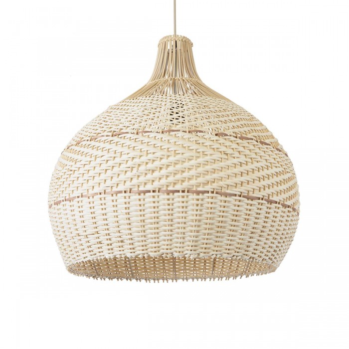 GloboStar® SANTACRUZ 01951 Boho Κρεμαστό Φωτιστικό Καμπάνα Μονόφωτο 1 x E27 IP20 Μπεζ & Καφέ Ξύλο - Μ60 x Π60 x Υ60cm