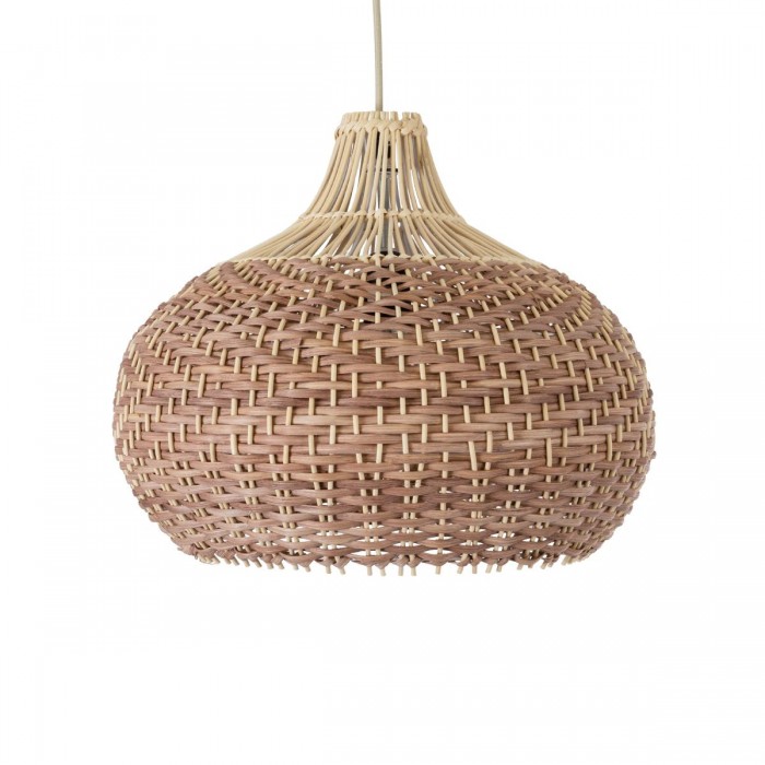 GloboStar® PANAMA 01952 Boho Κρεμαστό Φωτιστικό Καμπάνα Μονόφωτο 1 x E27 IP20 Καφέ & Μπεζ Ξύλο - Μ40 x Π40 x Υ34cm