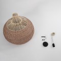 GloboStar® PANAMA 01953 Boho Κρεμαστό Φωτιστικό Καμπάνα Μονόφωτο 1 x E27 IP20 Καφέ & Μπεζ Ξύλο - Μ60 x Π60 x Υ60cm