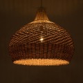 GloboStar® PANAMA 01953 Boho Κρεμαστό Φωτιστικό Καμπάνα Μονόφωτο 1 x E27 IP20 Καφέ & Μπεζ Ξύλο - Μ60 x Π60 x Υ60cm