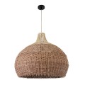 GloboStar® PANAMA 01953 Boho Κρεμαστό Φωτιστικό Καμπάνα Μονόφωτο 1 x E27 IP20 Καφέ & Μπεζ Ξύλο - Μ60 x Π60 x Υ60cm