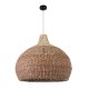 GloboStar® PANAMA 01953 Boho Κρεμαστό Φωτιστικό Καμπάνα Μονόφωτο 1 x E27 IP20 Καφέ & Μπεζ Ξύλο - Μ60 x Π60 x Υ60cm