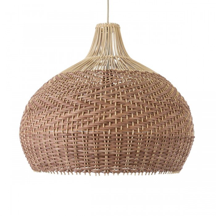 GloboStar® PANAMA 01953 Boho Κρεμαστό Φωτιστικό Καμπάνα Μονόφωτο 1 x E27 IP20 Καφέ & Μπεζ Ξύλο - Μ60 x Π60 x Υ60cm