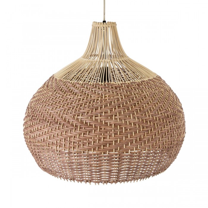 GloboStar® PANAMA 01953 Boho Κρεμαστό Φωτιστικό Καμπάνα Μονόφωτο 1 x E27 IP20 Καφέ & Μπεζ Ξύλο - Μ60 x Π60 x Υ60cm