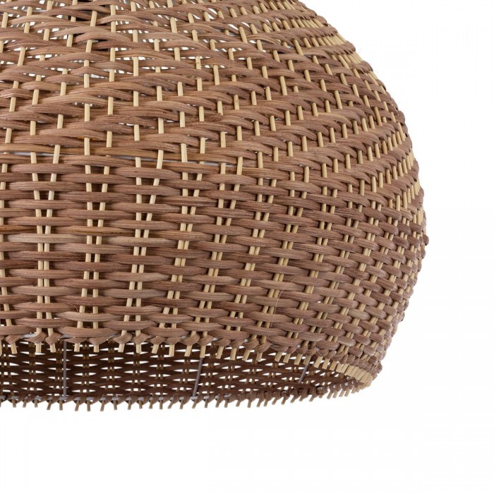 GloboStar® PANAMA 01953 Boho Κρεμαστό Φωτιστικό Καμπάνα Μονόφωτο 1 x E27 IP20 Καφέ & Μπεζ Ξύλο - Μ60 x Π60 x Υ60cm