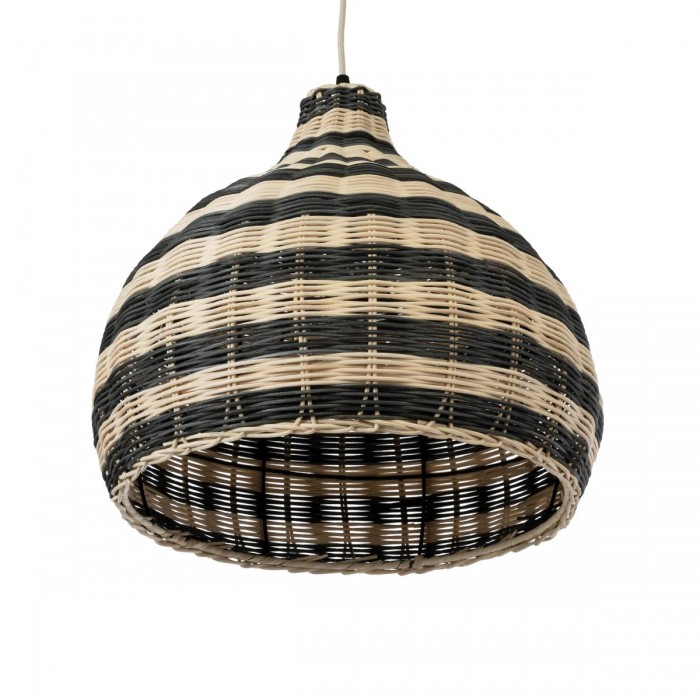 GloboStar® JAMAICA 01954 Boho Κρεμαστό Φωτιστικό Καμπάνα Μονόφωτο 1 x E27 IP20 Μπεζ & Χακί Ξύλο - Μ40 x Π40 x Υ37cm