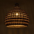 GloboStar® JAMAICA 01955 Boho Κρεμαστό Φωτιστικό Καμπάνα Μονόφωτο 1 x E27 IP20 Μπεζ & Χακί Ξύλο - Μ60 x Π60 x Υ60cm