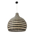 GloboStar® JAMAICA 01955 Boho Κρεμαστό Φωτιστικό Καμπάνα Μονόφωτο 1 x E27 IP20 Μπεζ & Χακί Ξύλο - Μ60 x Π60 x Υ60cm