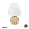 GLOBOSTAR® HASUMI 01957 Boho Επιτραπέζιο Φωτιστικό Πορτατίφ με Ντουί 1 x E27 AC 220-240V IP20 - Μπεζ & Λευκό - Μ19 x Π19 x Υ30cm