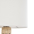 GloboStar® HASUMI 01959 Boho Επιτραπέζιο Φωτιστικό Πορτατίφ Μονόφωτο 1 x E27 IP20 Μπεζ Ξύλο με Λευκό Ύφασμα - Μ30 x Π30 x Υ50cm
