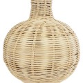GloboStar® HASUMI 01959 Boho Επιτραπέζιο Φωτιστικό Πορτατίφ Μονόφωτο 1 x E27 IP20 Μπεζ Ξύλο με Λευκό Ύφασμα - Μ30 x Π30 x Υ50cm
