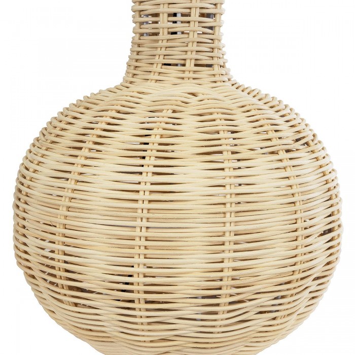 GloboStar® HASUMI 01959 Boho Επιτραπέζιο Φωτιστικό Πορτατίφ Μονόφωτο 1 x E27 IP20 Μπεζ Ξύλο με Λευκό Ύφασμα - Μ30 x Π30 x Υ50cm