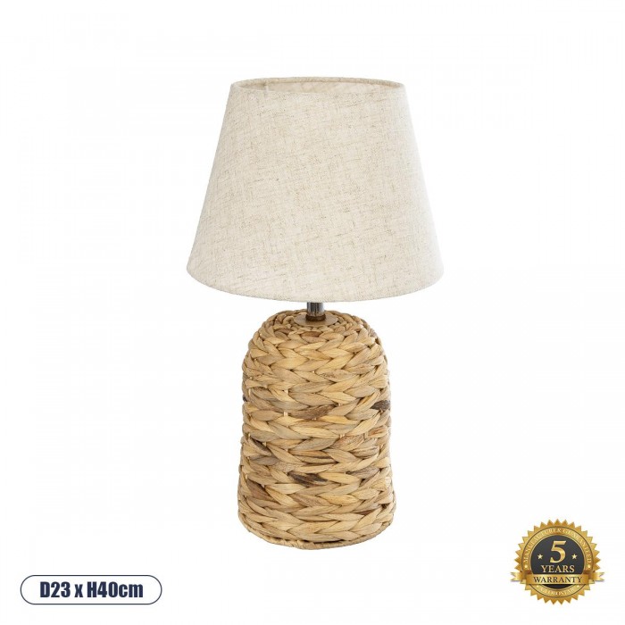 GLOBOSTAR® HOLOKAI 01960 Boho Επιτραπέζιο Φωτιστικό Πορτατίφ με Ντουί 1 x E27 AC 220-240V IP20 - Μπεζ & Λευκό - Μ23 x Π23 x Υ40cm