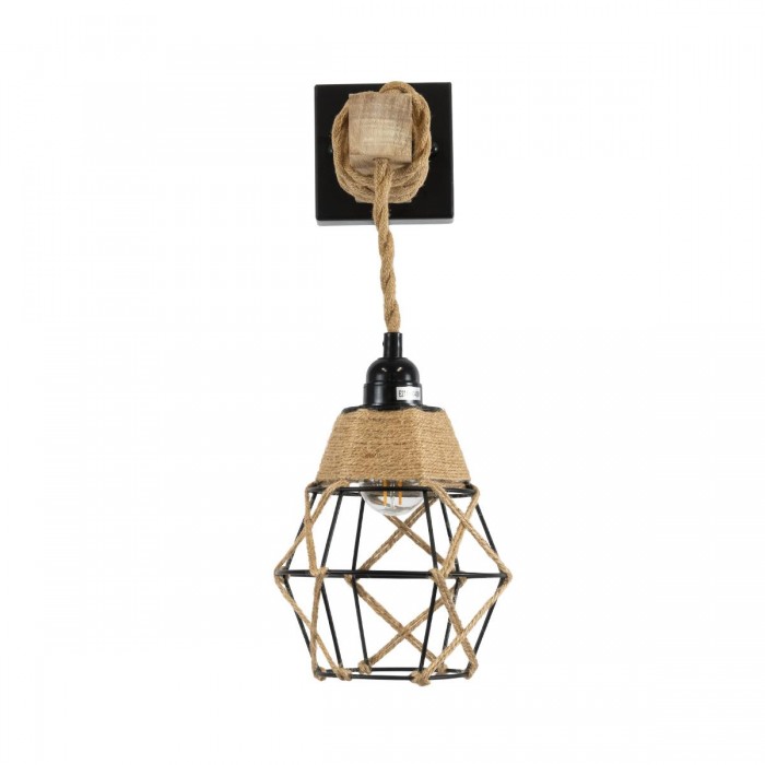 GLOBOSTAR® BELLARIVA 01961 Boho Φωτιστικό Τοίχου - Απλίκα με Ντουί 1 x E27 AC 220-240V IP20 - Μπεζ & Μαύρο - Μ10 x Π30 x Υ43cm