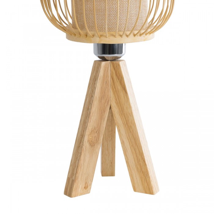 GloboStar® BODHI 01992 Boho Επιτραπέζιο Φωτιστικό Μονόφωτο 1 x E27 AC220-240V IP20 - Φ19 x Υ49cm - Μπεζ Ξύλινο Μπαμπού Πλέγμα