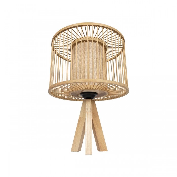 GLOBOSTAR® TULUM 01993 Boho Επιτραπέζιο Φωτιστικό Πορτατίφ με Ντουί 1 x E27 AC 220-240V IP20 - Μπεζ - Μ30 x Π30 x Υ40cm