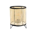 GloboStar® MONTE 01996 Μοντέρνο Επιτραπέζιο Φωτιστικό Πορτατίφ Μονόφωτο 1 x E27 IP20 Μαύρο Ύφασμα με Μπεζ Ξύλο - Μ16 x Π16 x Υ22cm